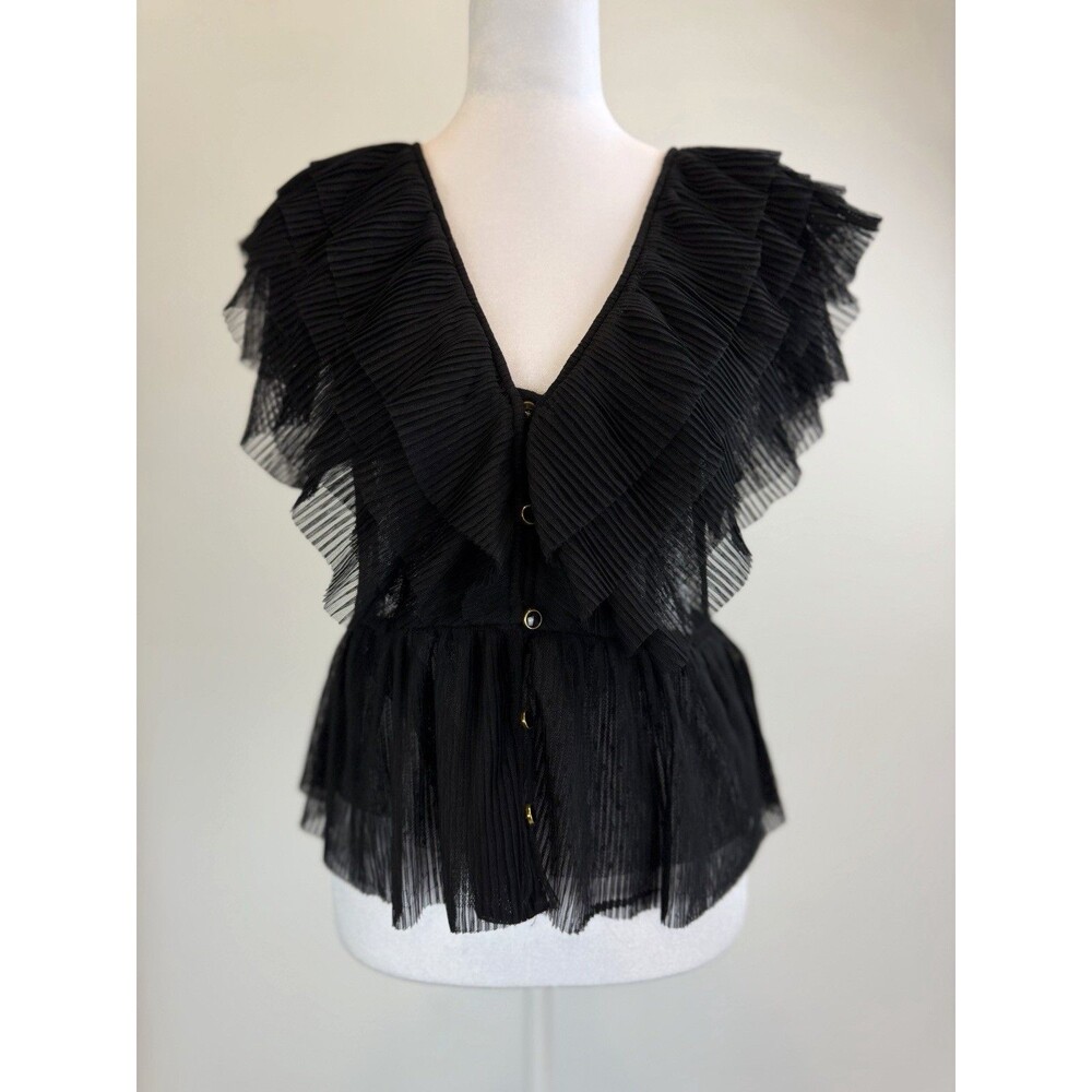 Anthropologie Forever That Girl Pleated Tulle Peplum Blouse NWOT Medium
